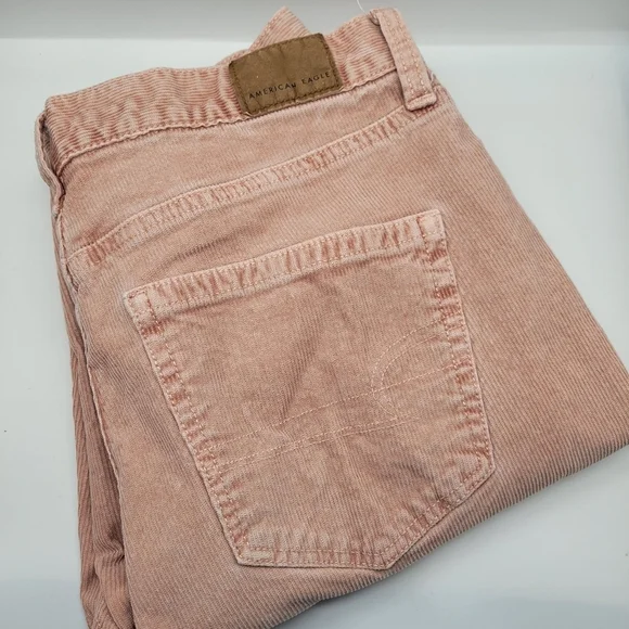 American Eagle Corduroy Pants Size 2 Super Stretch Soft Pink Color Rise 11" In - Picture 10 of 10
